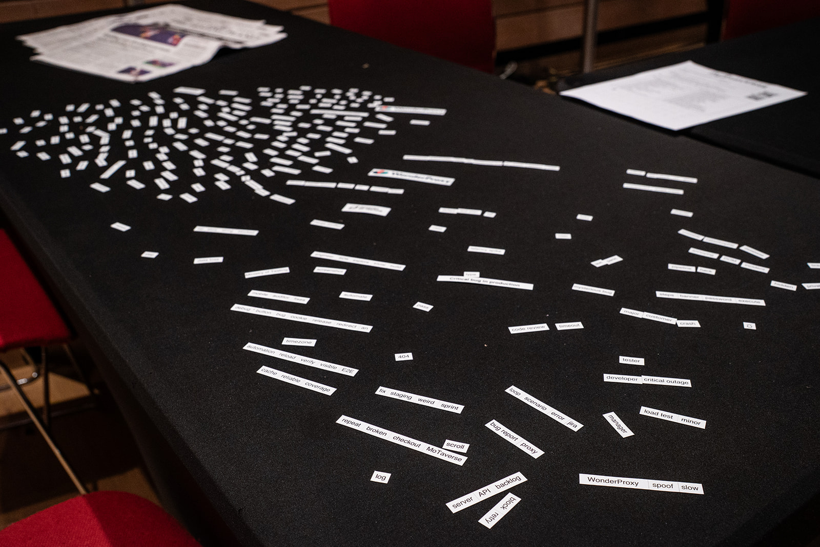 Wonderproxy and their word magnets on a table with magnets.