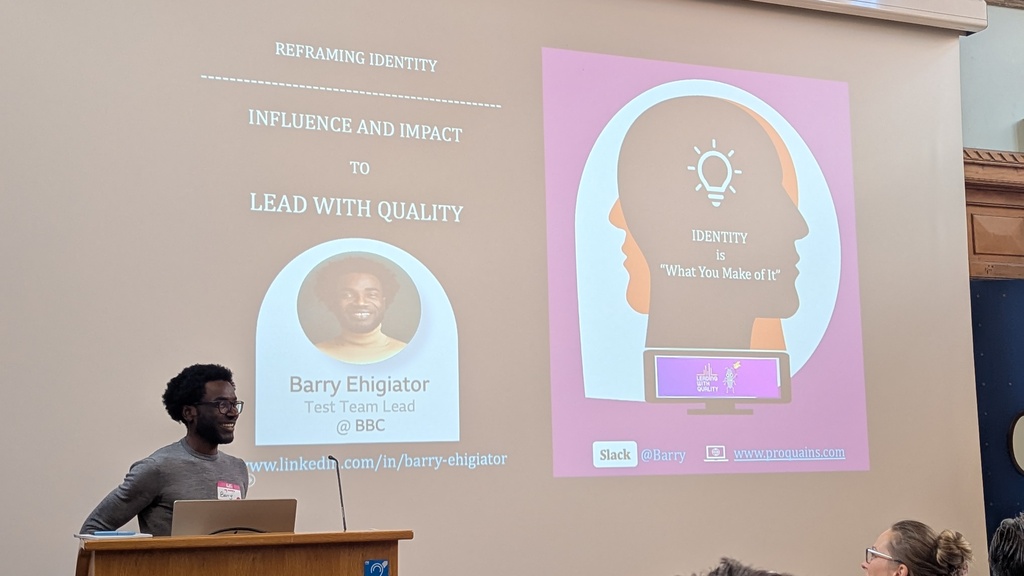 Barry on stage at leading with quality