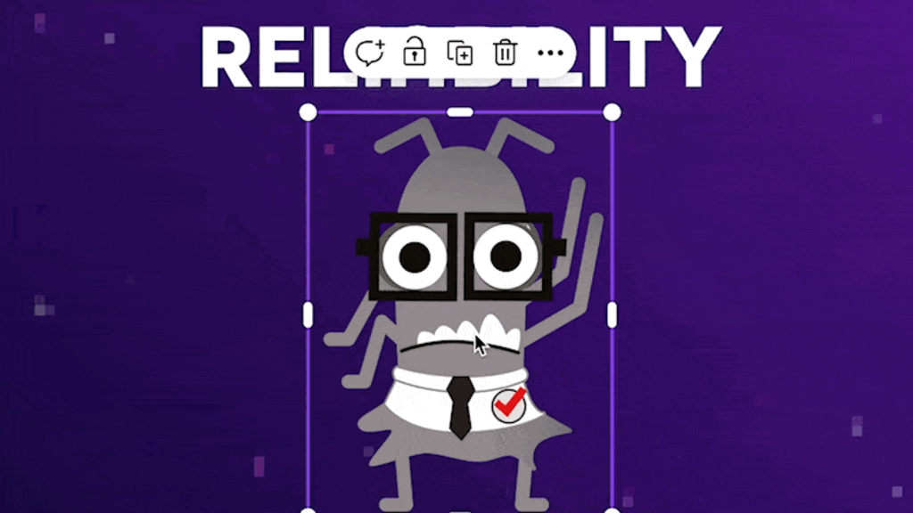 a gif of The Checklister and Bug merging and de-merging visually.