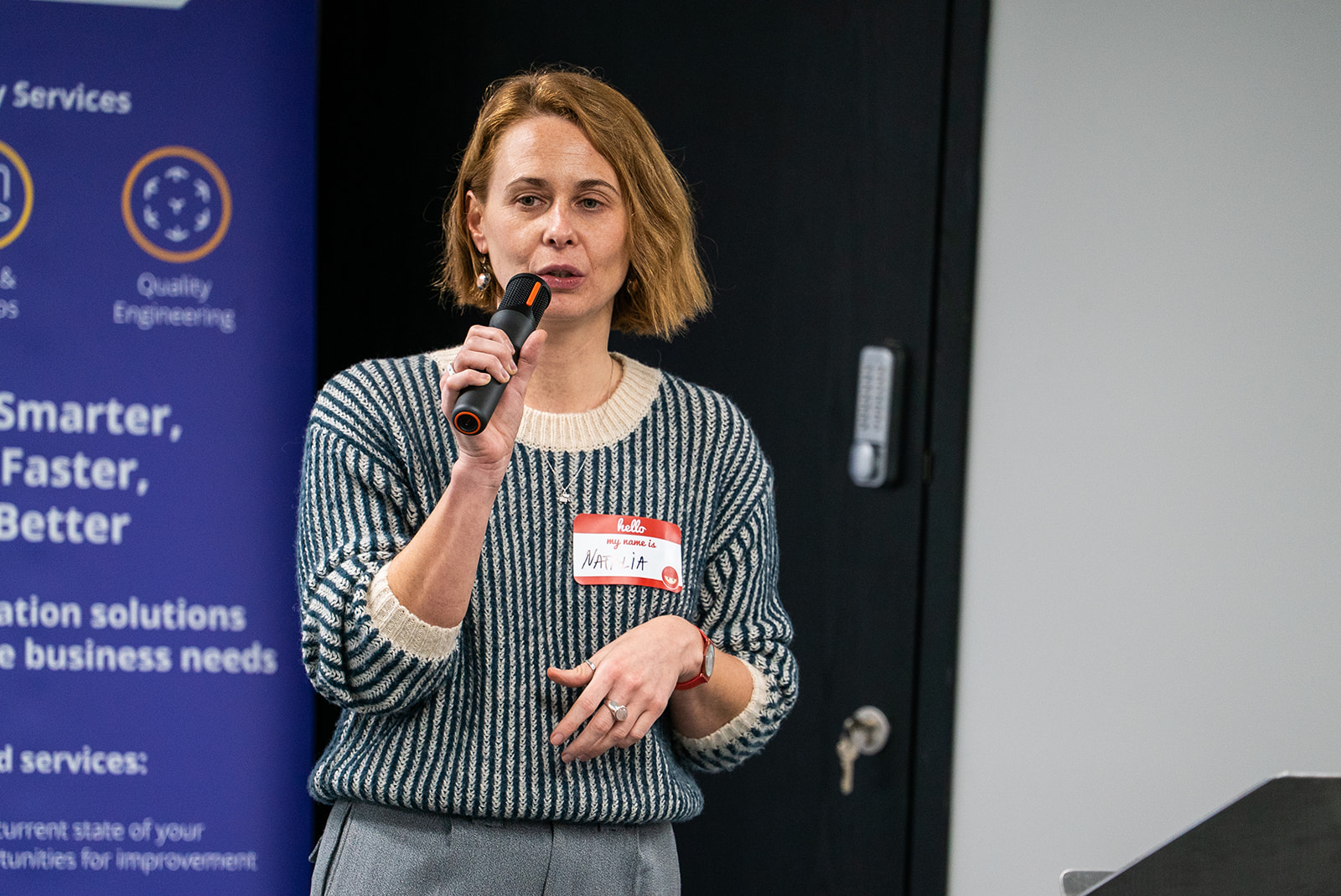 Nataliia Burmei talks for 99 seconds at MoT London 