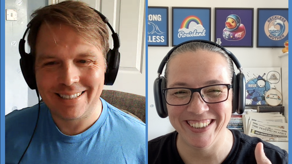 A screenshot of David Burns and Rosie Sherry during the podcast recording.