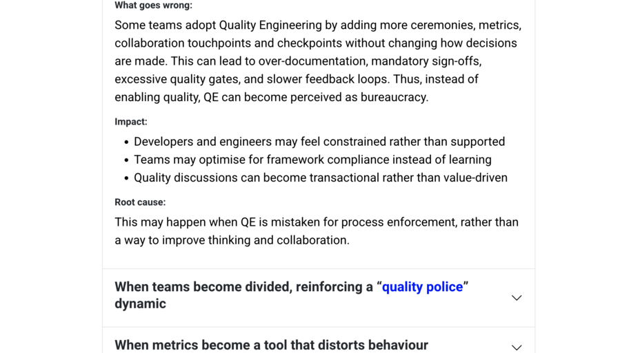 What pitfalls exist when Quality Engineering is poorly implemented? image