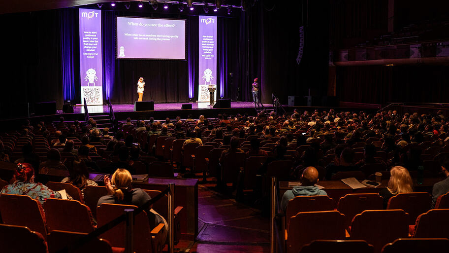 Back of the auditorium with Demi image