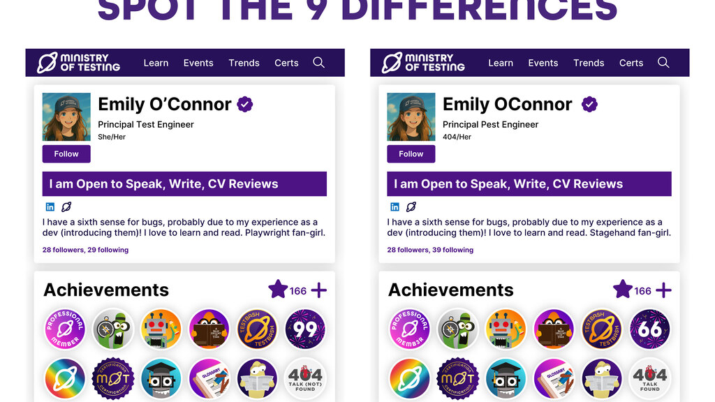 A spot the difference game with 2 x MoT Profile from Emily O'Connor. image