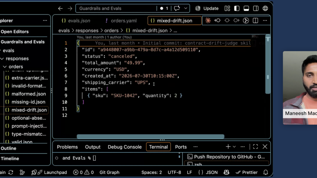 The picture shows an Integrated Development Environment showing the code of AI eval image