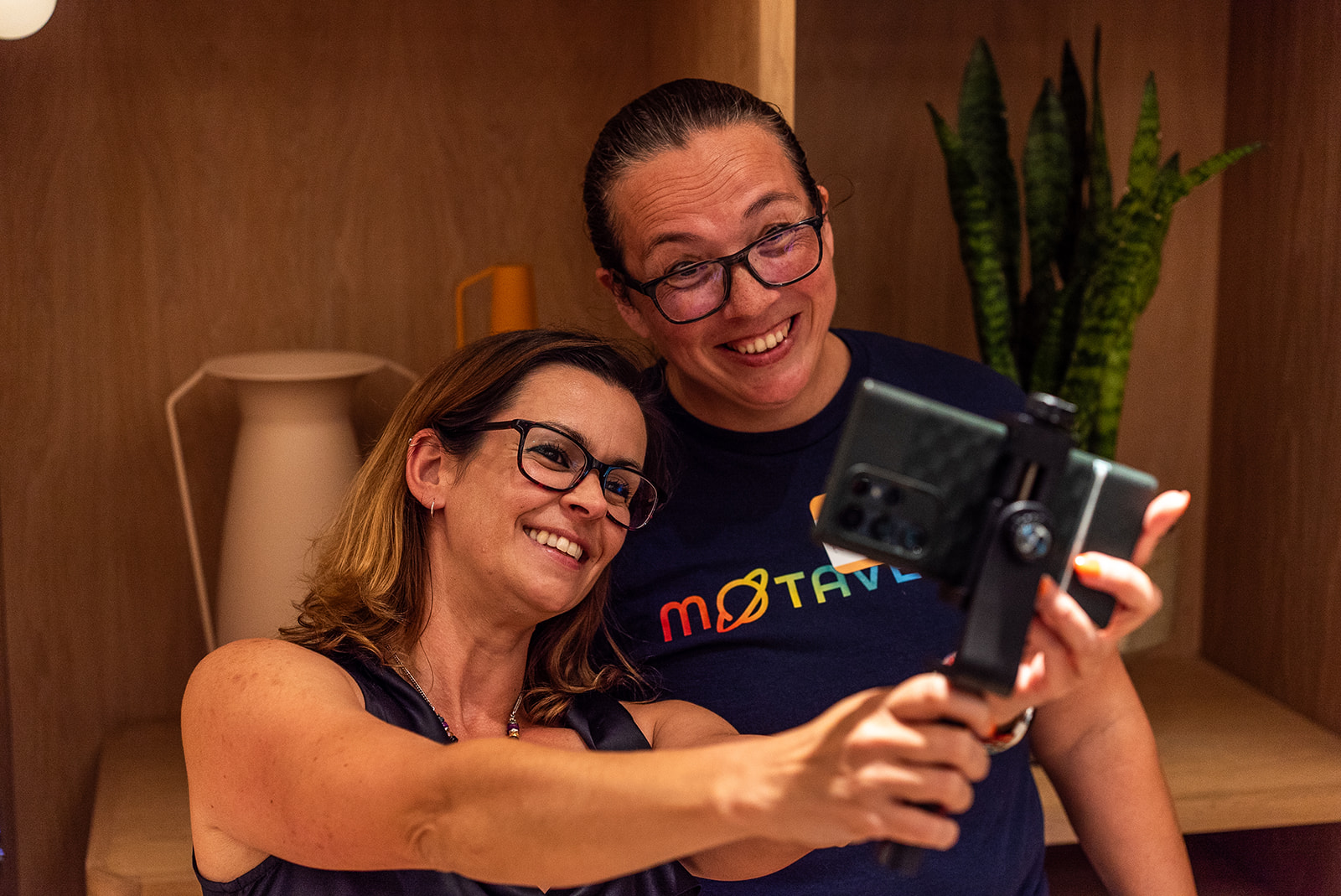 A cheery vibe with Diana Dromey and Rosie Sherry photo of taking a selfie. image
