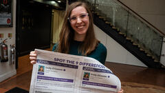 Our printed version of The Testing Planet has a center spread of 'spot the difference' and this year it was inspired, supported and created with the wonderful Emily O'Connor

Here she is at MoTaC... image