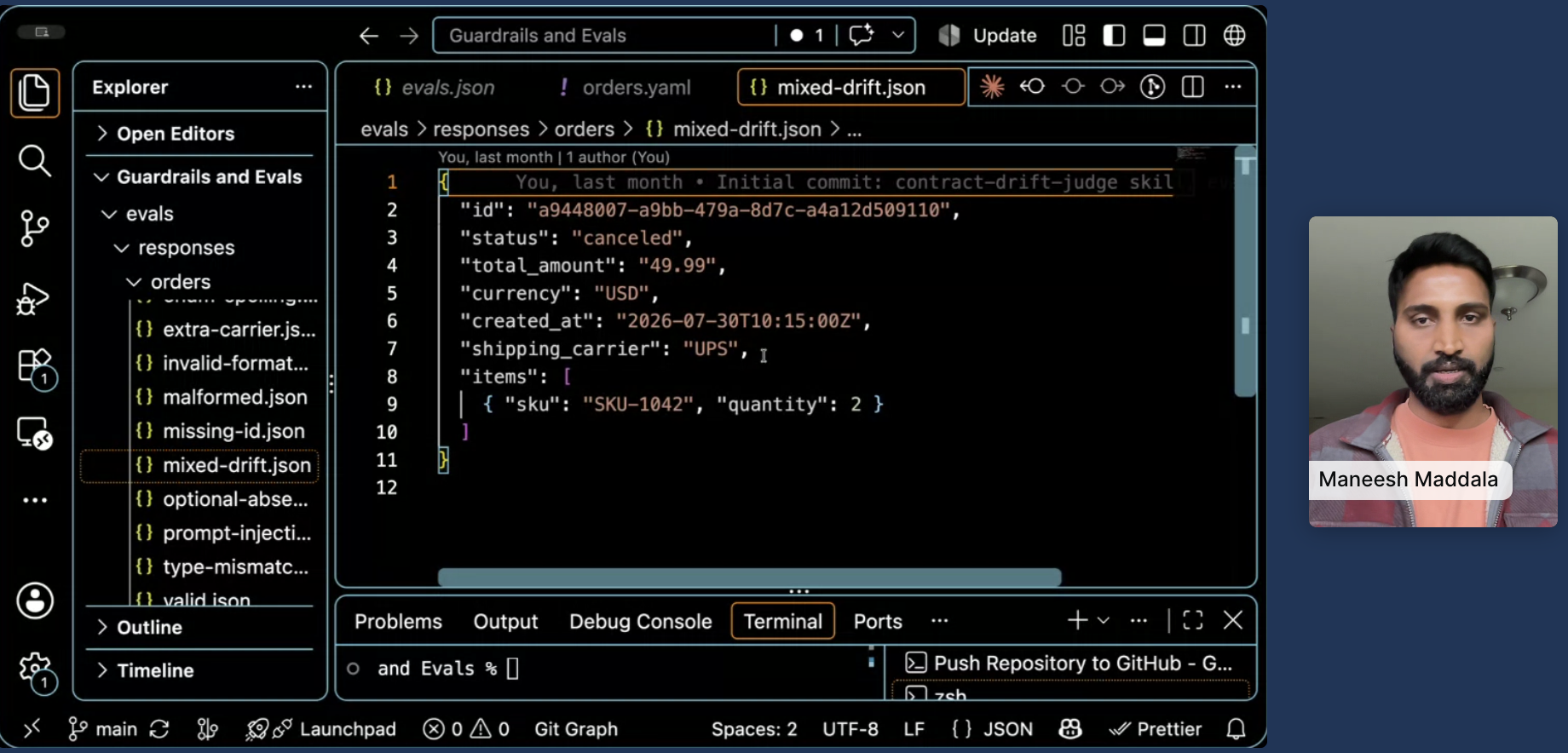 The picture shows an Integrated Development Environment showing the code of AI eval image