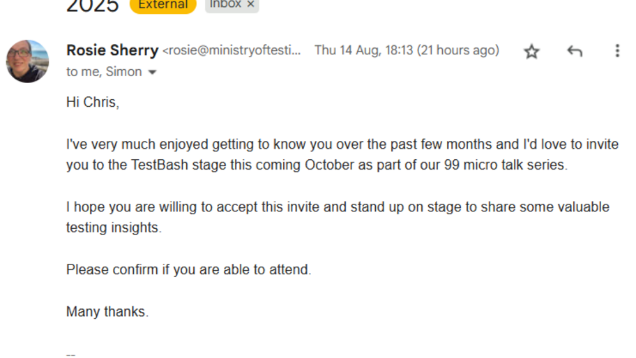 My first ever invitation to speak at an event! image