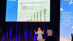 Emna Ayadi delivering a talk called “Getting to know the Unknown, Unknowns of Quality Coaching”. image