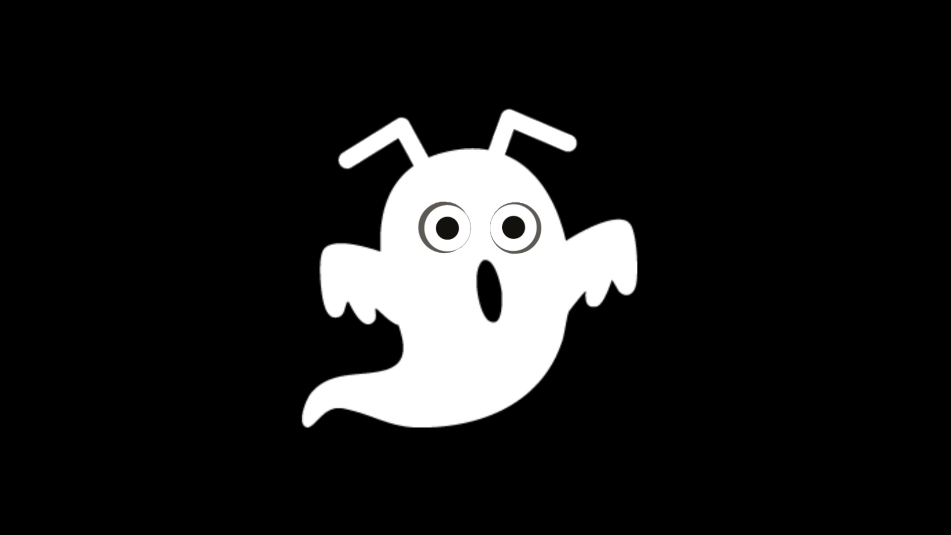 Black background with bug as a white ghost