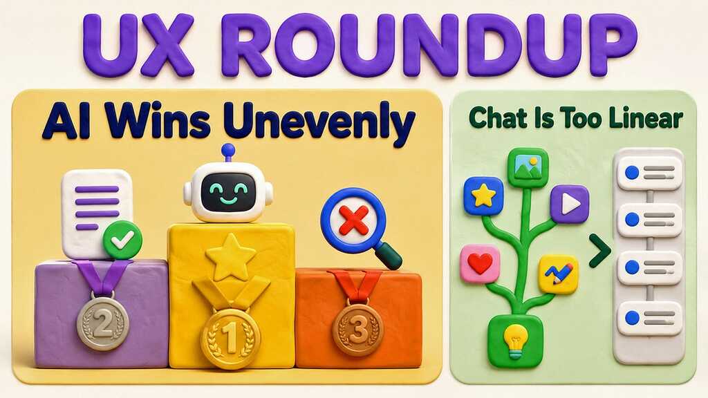 UX Roundup: Hedonic Adaptation | Knowledge Worker AI | AI Sensemaking | Delegating Agent Actions | Branching UI vs. L... image