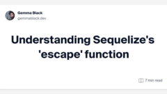 Understanding Sequelize's 'escape' function image