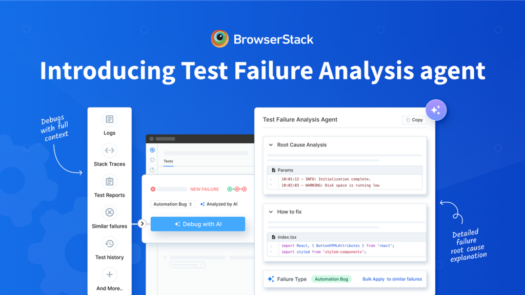 Introducing BrowserStack’s Test Failure Analysis Agent: Debug Failures 95% Faster image
