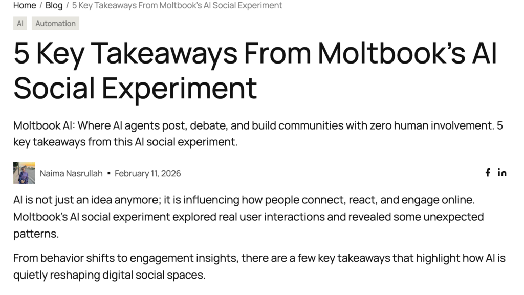5 Key Takeaways From Moltbook's AI Social Experiment image