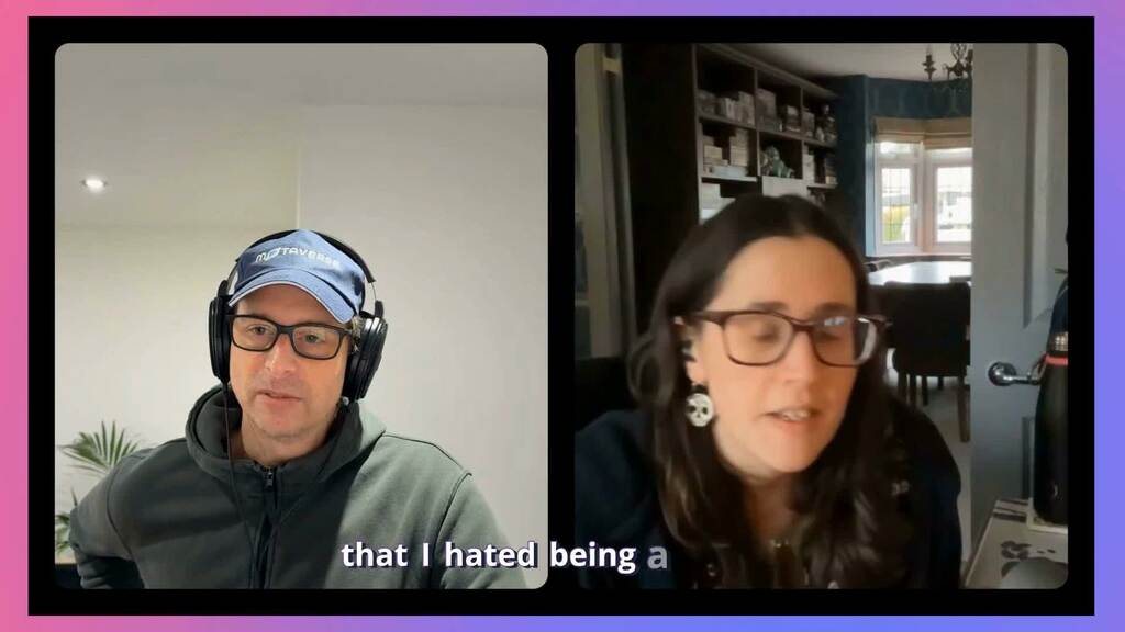 A woman and a man on a video call. image