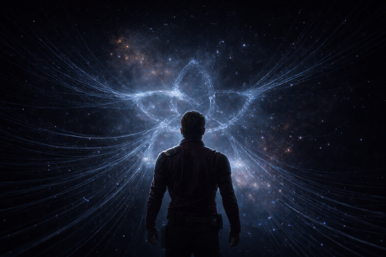 Starlord stands ahead of a reshaping galaxy