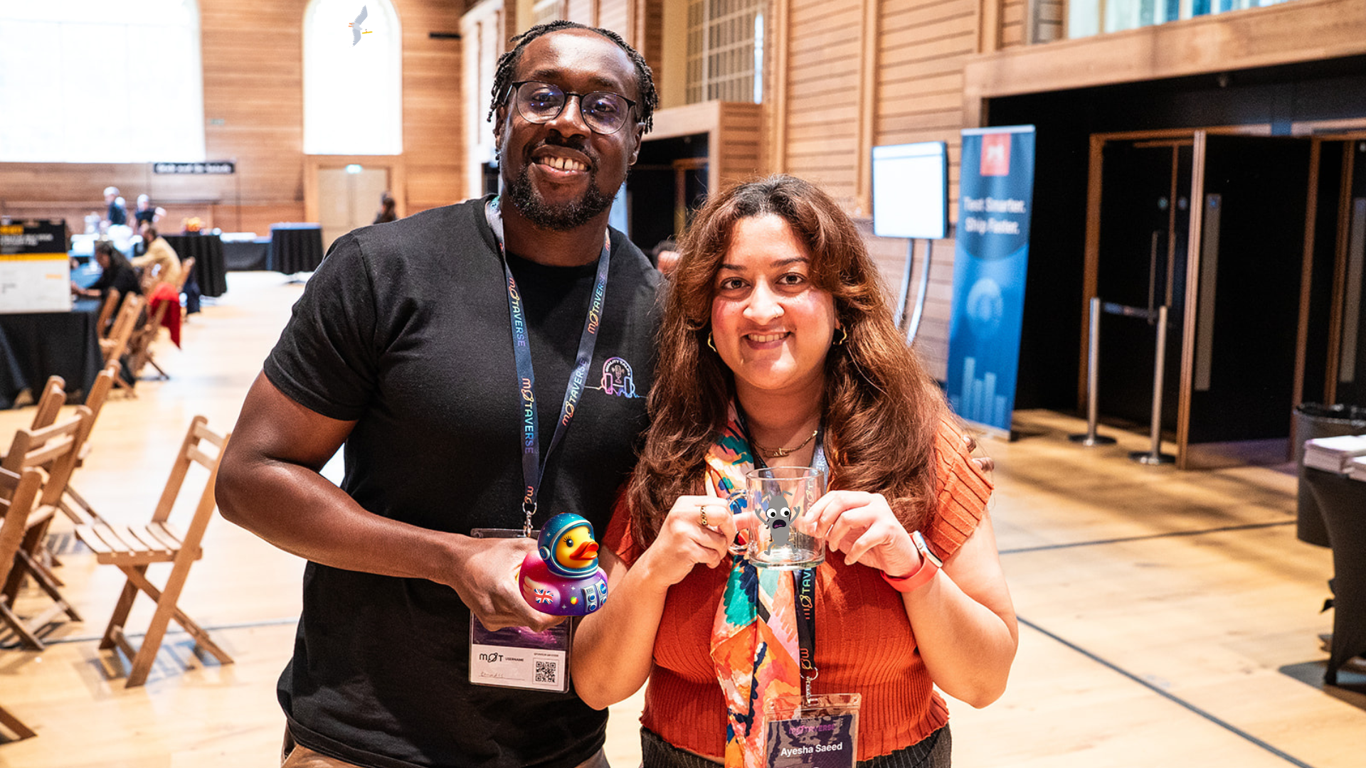 Eamon Droko and Ayesha Saeed posing at MoTaCon.