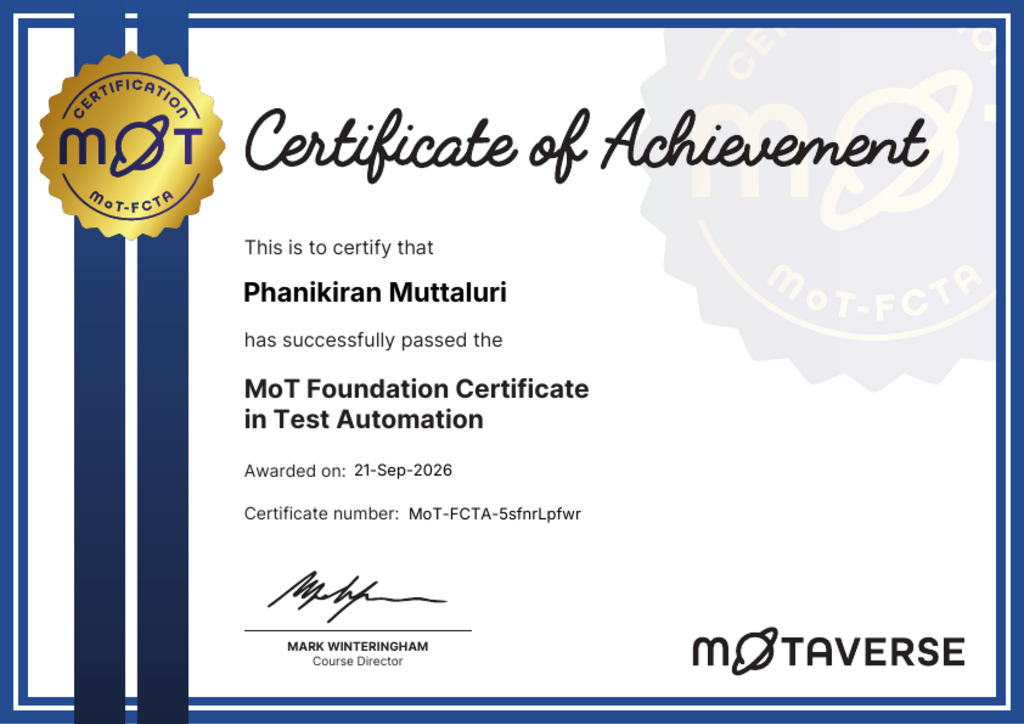 MoT Foundation Certificate in Test Automation image
