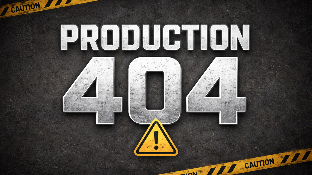 The image is a photo that says Production 404 signalling the take down of a production environment through testing ac... image