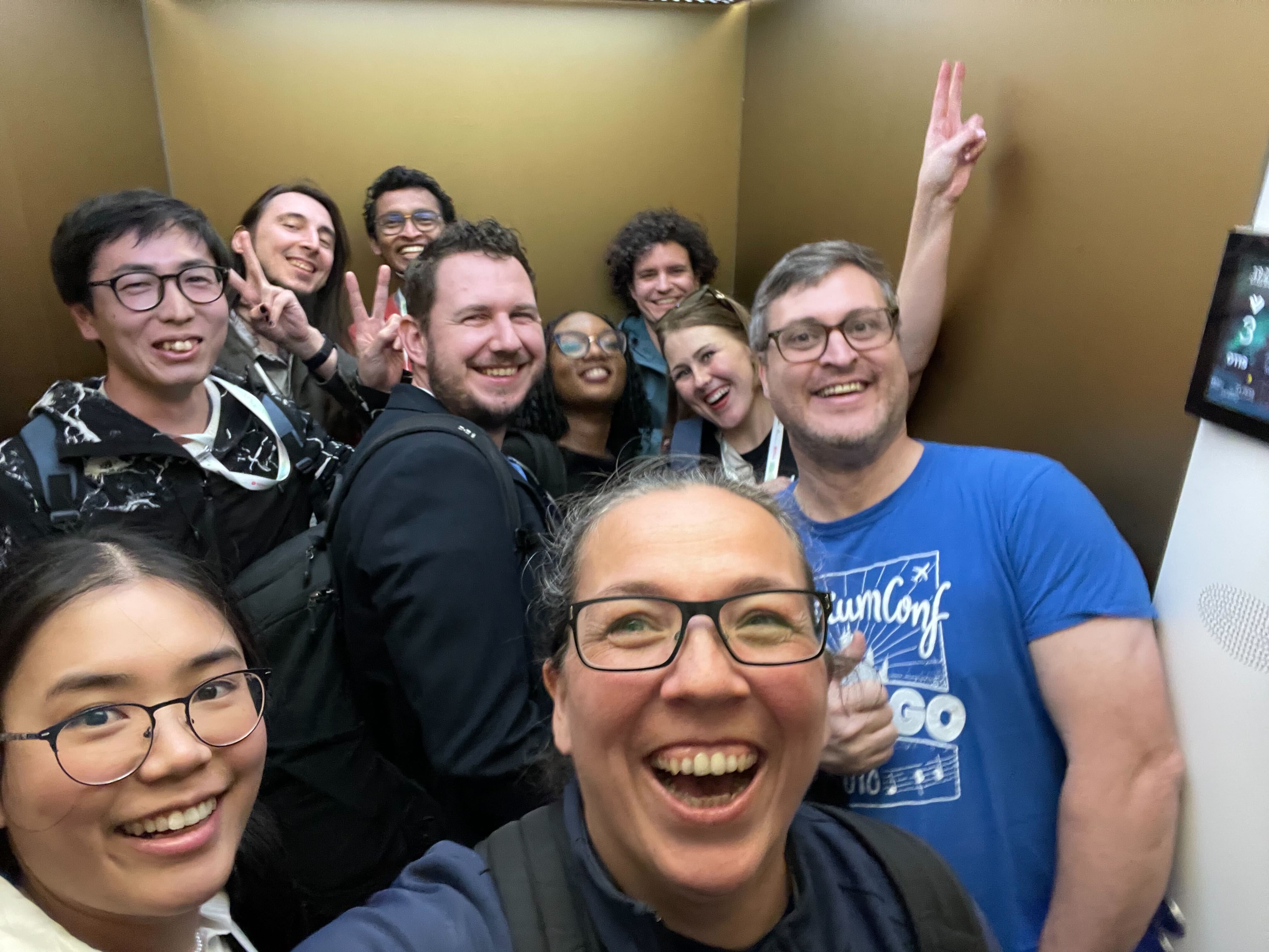 A selfie with a group of testing people