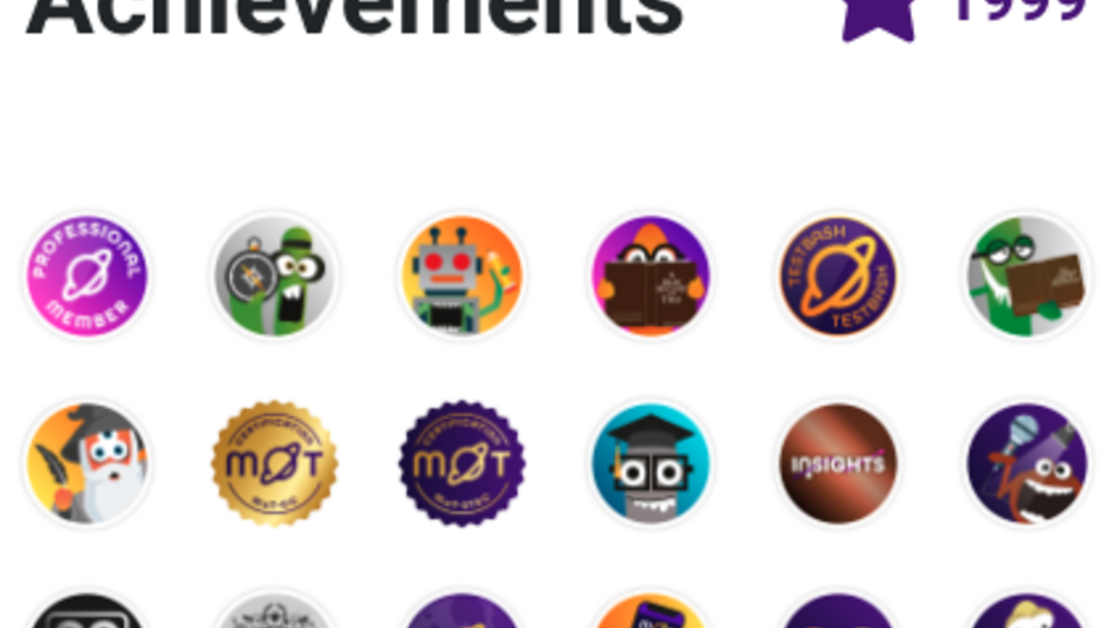 Profile page achievements showing 1999 community stars and the first 18 badges image