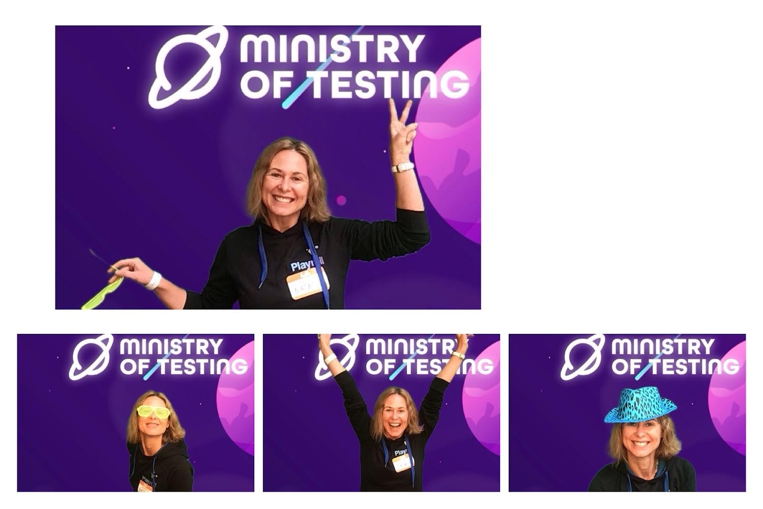 Having fun moments at TestBash2024 photo booth.