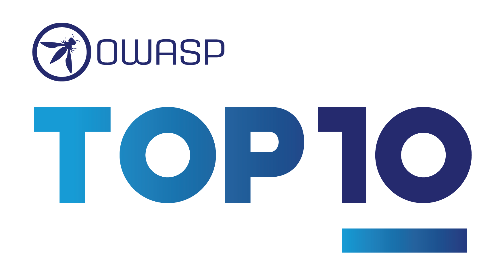 OWASP Top Ten logo with those words and a wasp in a circle. 