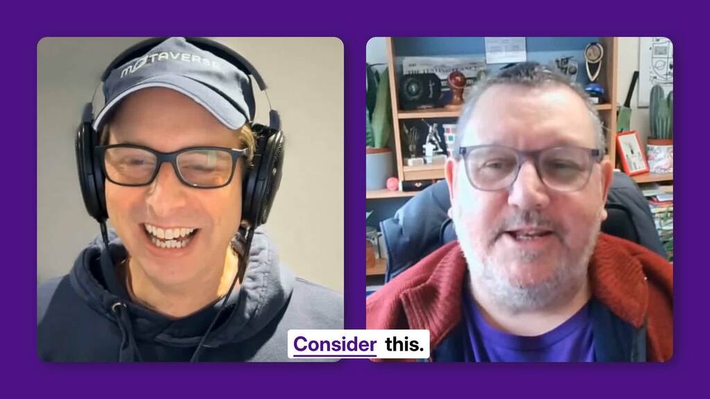 Two men on a video call. image