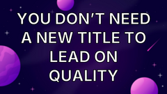 You don’t need a new title to lead on quality image