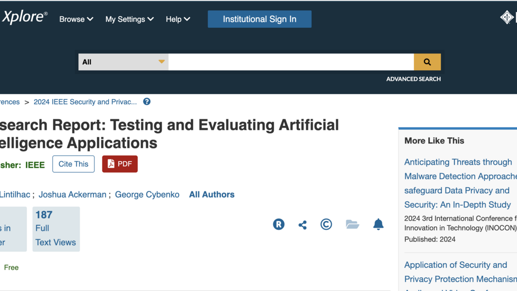 Research Report: Testing and Evaluating Artificial Intelligence Applications image
