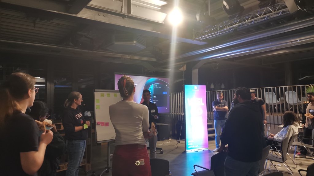 Gabrijela and the Munich meetup attendees discuss topics for the open space. 