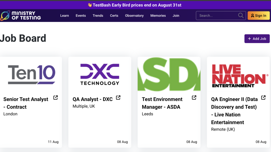 A screenshot of the MoTaverse job board.