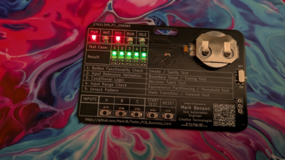 Mark's awesome business card from TestBash / MoTaCon 2025 image