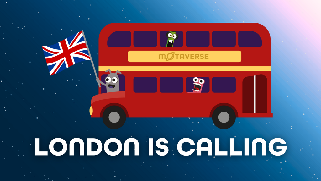 London bus with Bug and friends on it. Text says: "London is calling" image
