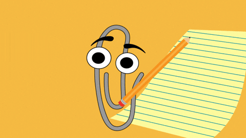 An image of Clippy standing in front of a yellow piece of paper marking off a to-do list with checkmarks. 