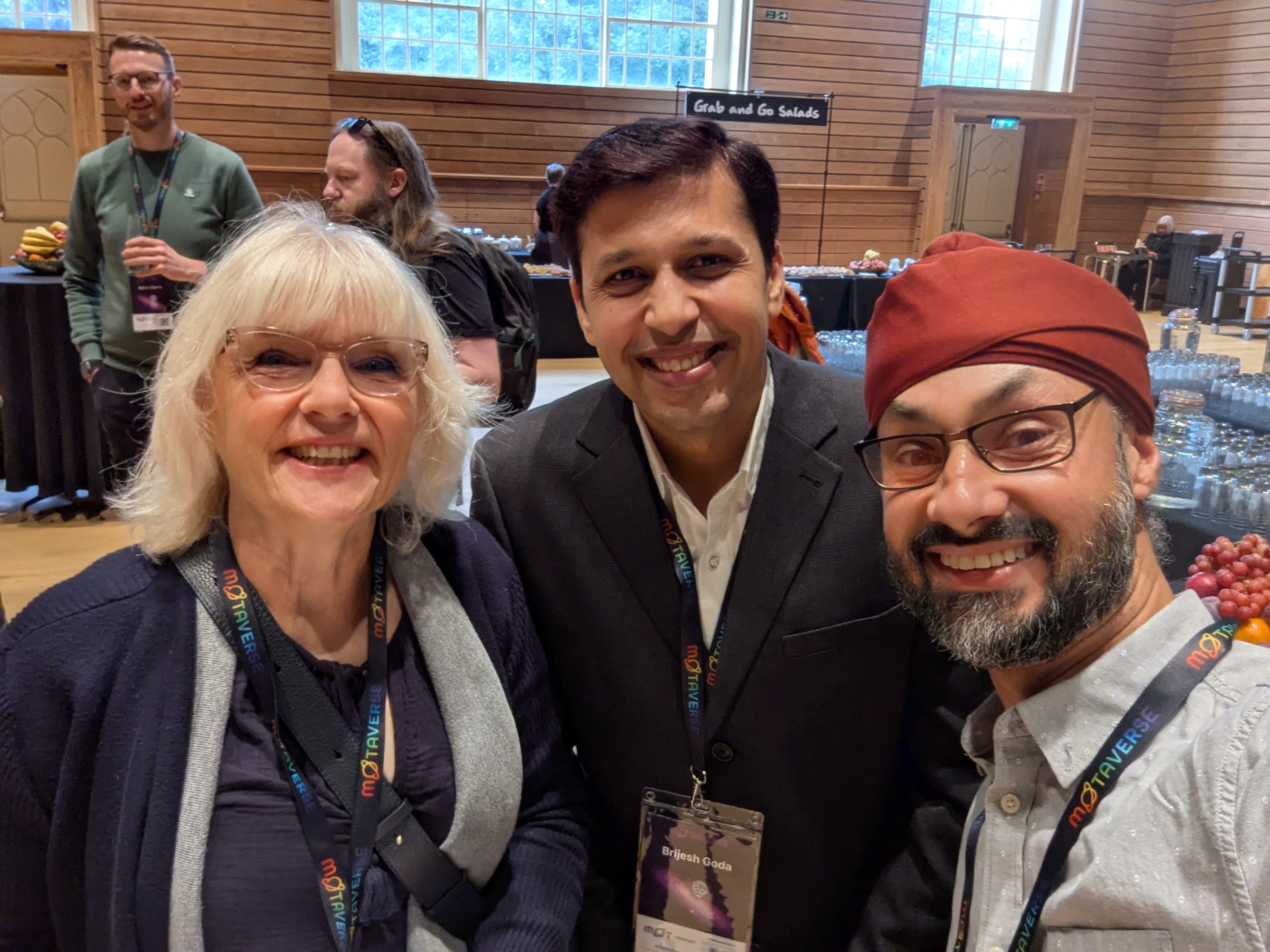 A photo of Tina Brown, Brijesh Goda and Dalbir Sehmbi all from Worldpay posing for a photo 