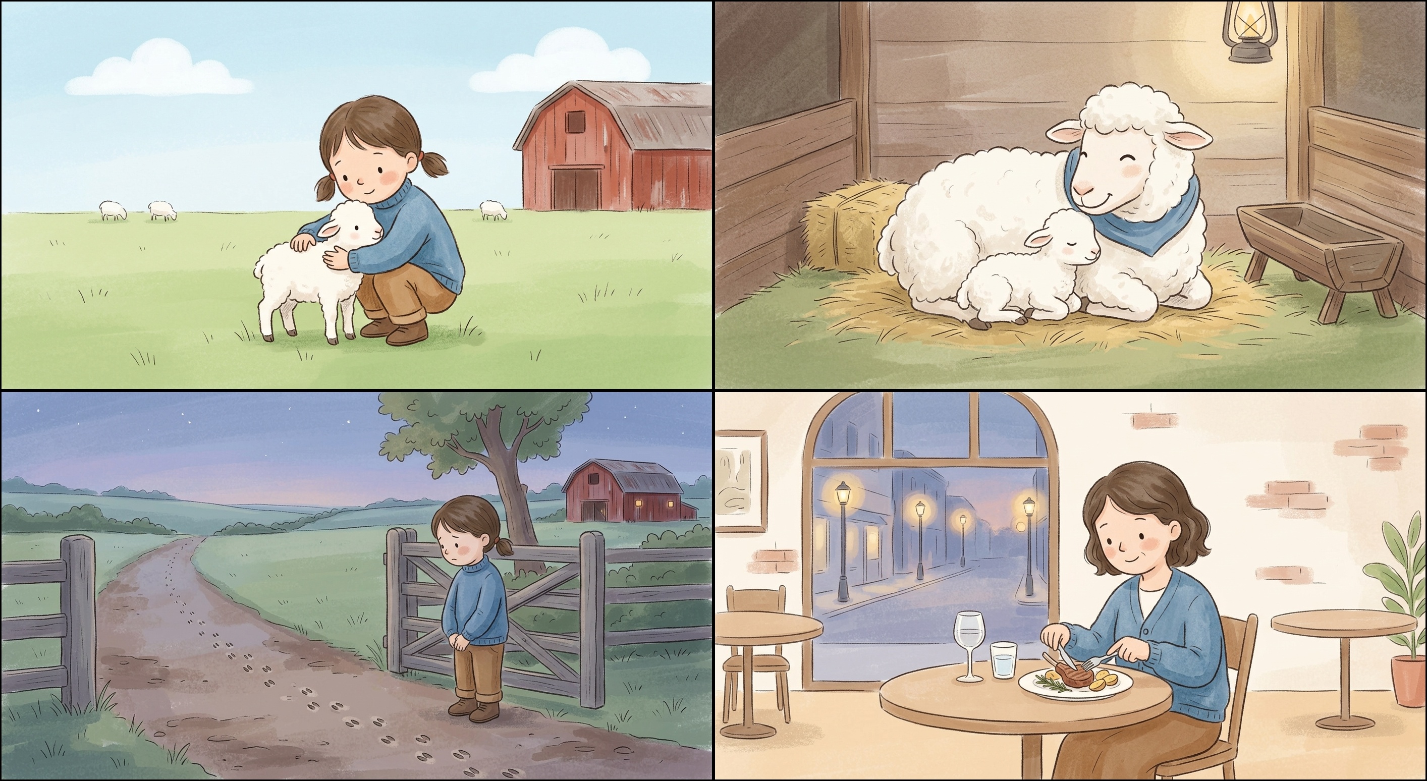 Four different interpretations of the phrase "Mary had a little lamb". image