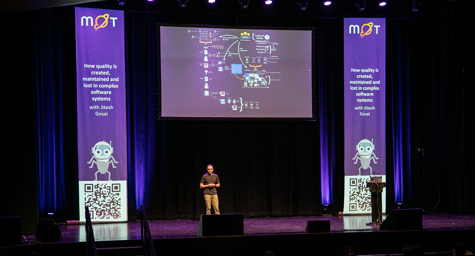 Jit Gosai on stage at TestBash / MoTaCon 2025