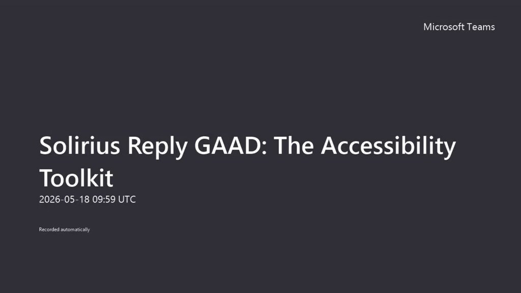 Solirius Reply GAAD 2026 - The Accessibility Toolkit talk  image