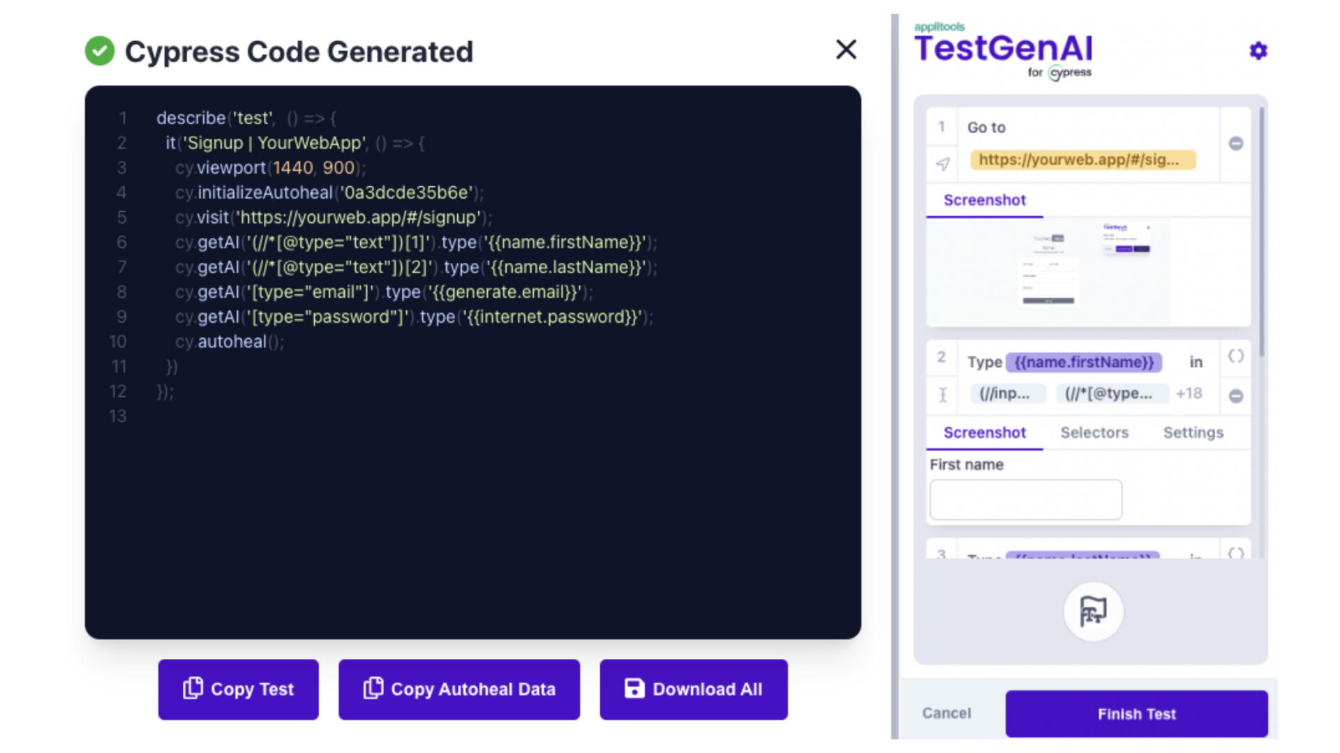 TestGenAI For Cypress image