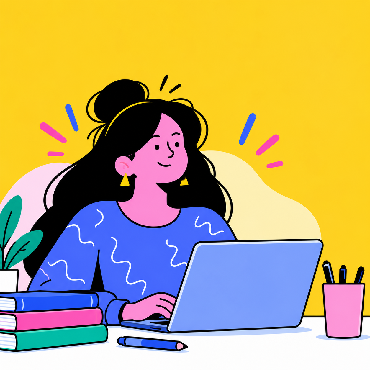 girl working on laptop sitting on a desk image