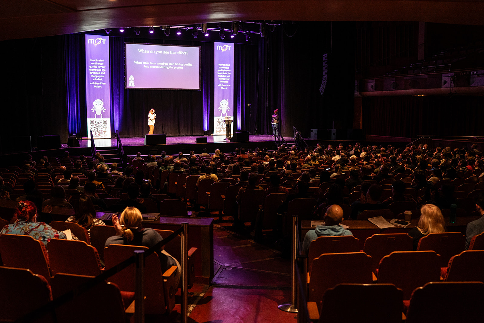 A shot from the back of the room during Demi Van Malcot's talk.