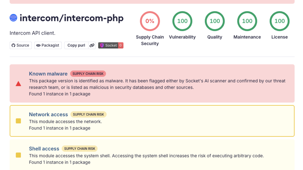Mini Shai-Hulud Spreads to Packagist: Malicious Intercom PHP Package Follows npm Compromise image image