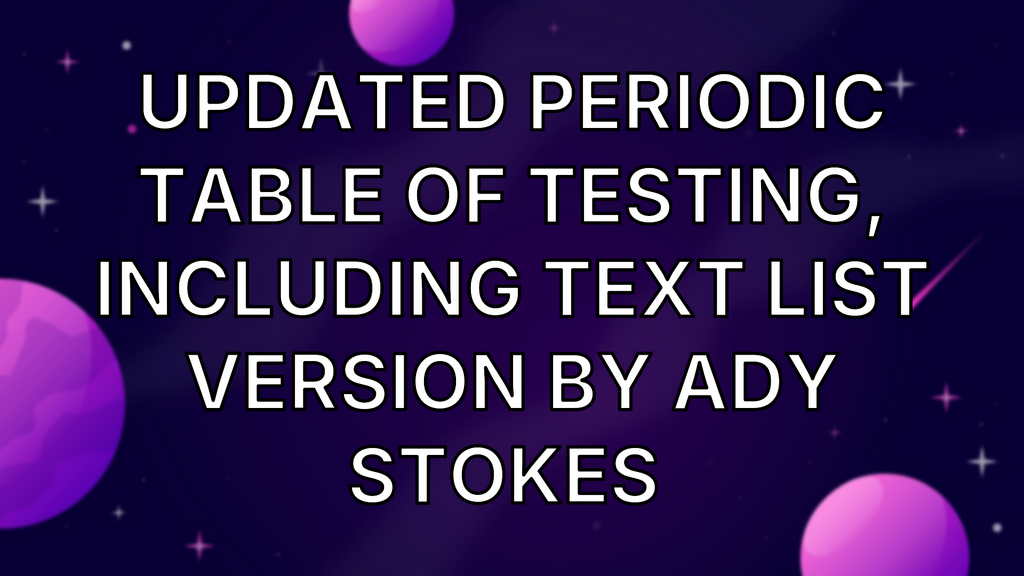 Updated Periodic Table of Testing, including text list version by Ady Stokes  image