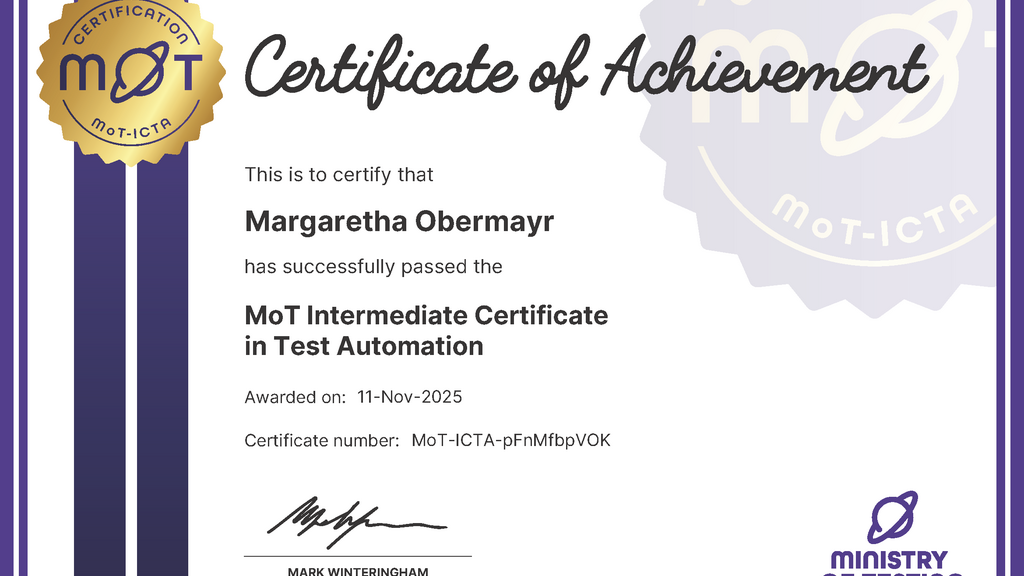 MoT Intermediate Certificate in Test Automation image
