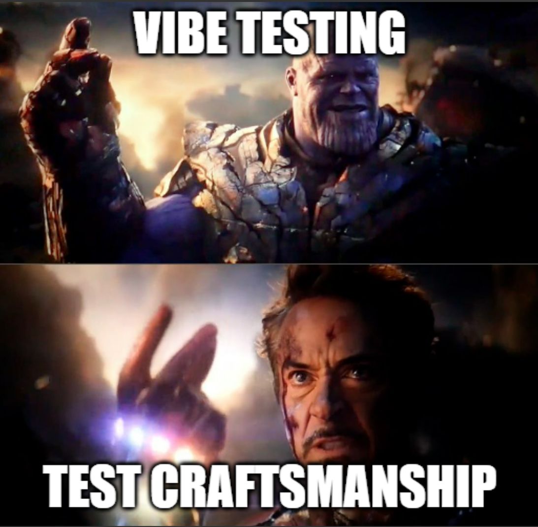 AI hype is temporary.

Test Craftsmanship is permanent

This is explained via Iron Man meme.