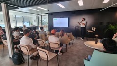 Luis kick starts our MOT Barcelona Reloaded edition at the MyTheresa (LuxExperience) office with his talk on how migrating from CucumberJS to Playwright Runner ended up in lots of gains for his team! image