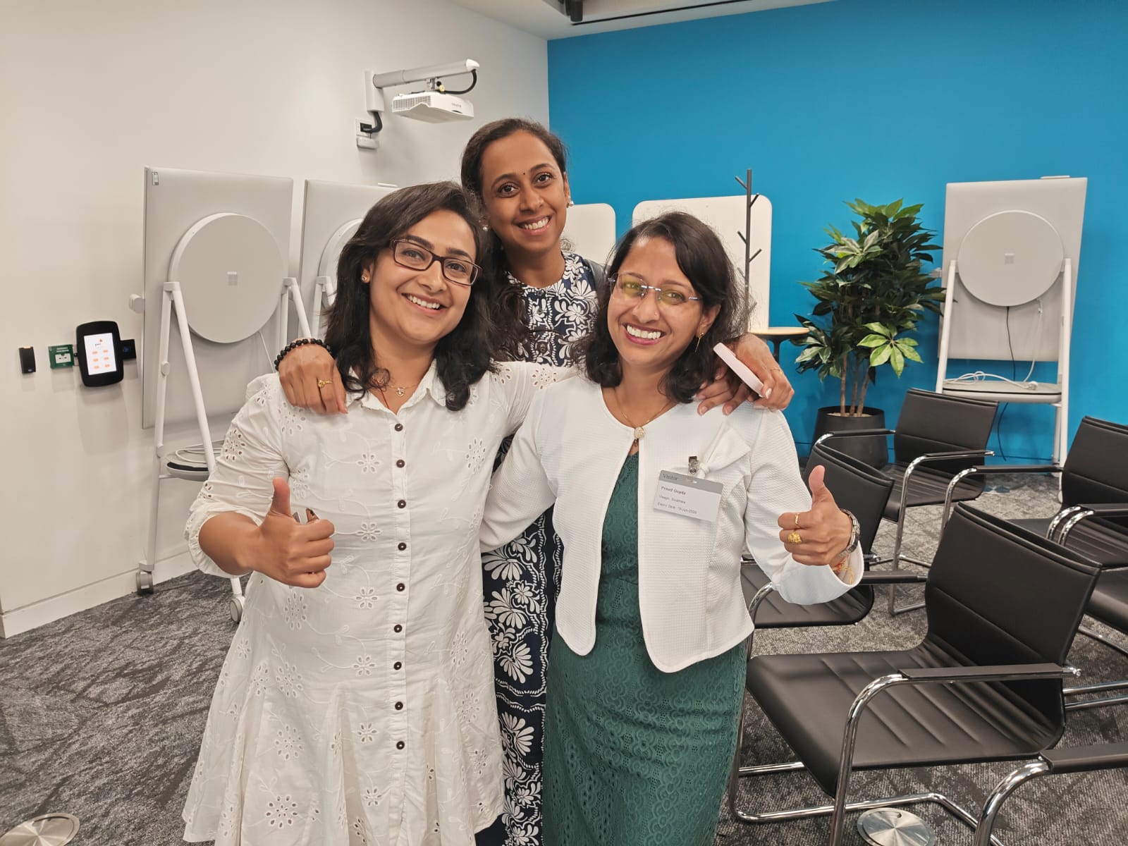 When a question is being asked - how do you know each other? Cool pic clicked with Madhuri and Poornima image