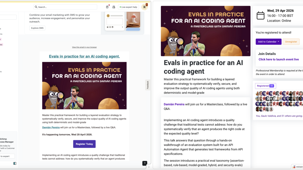 Screenshot of me preparing an email in Chrome split view mode. image